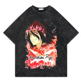 Washed retro t-shirt street print graphic casual