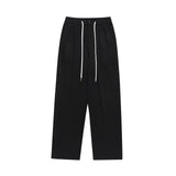 Men Sweatpants Solid Color Suit Pants Men's Summer Simplicity Loose Pleated Drawstring Straight Casual Trousers