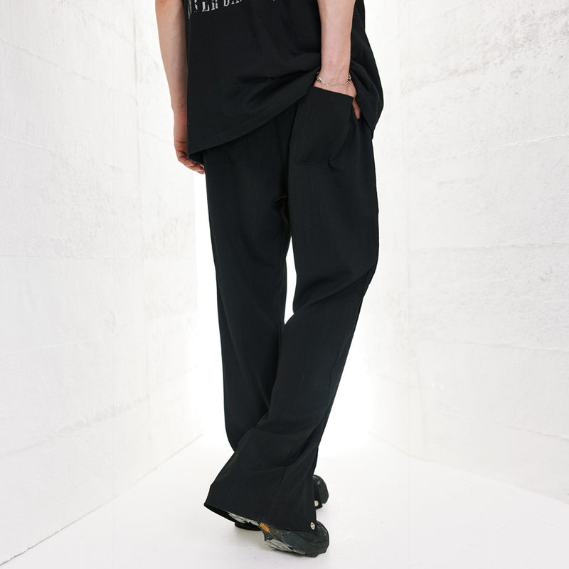 Men Sweatpants Straight Trousers Men's Loose Solid Color Wide-Leg Draggle-Tail Trousers