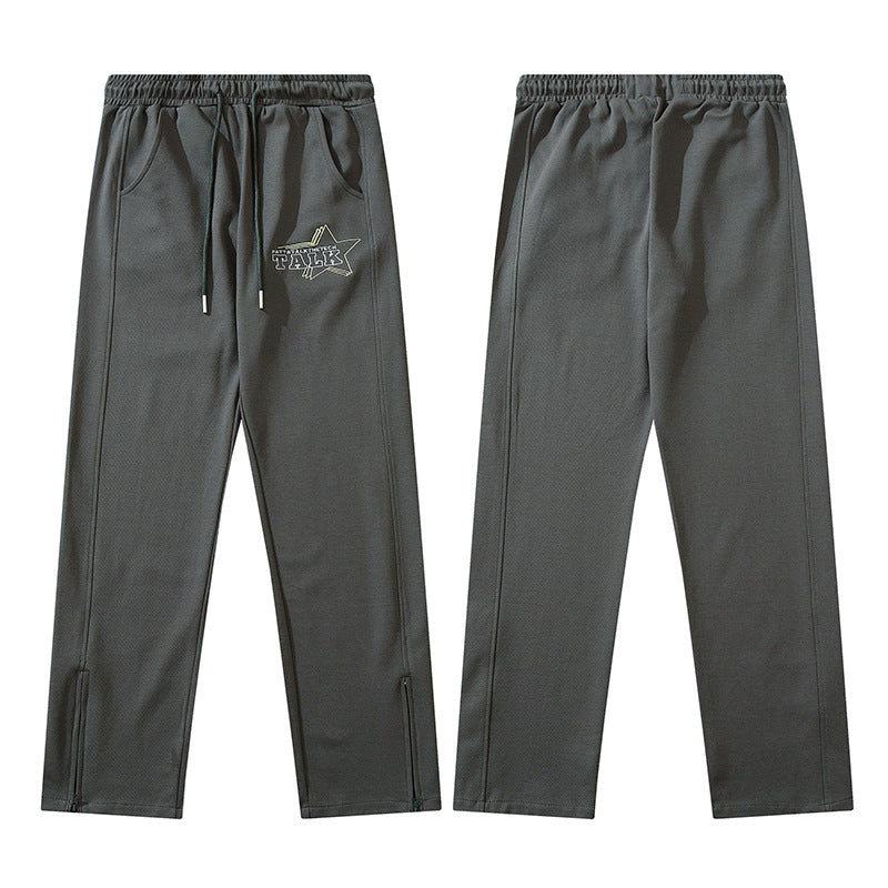 Women Sweatpants Embroidered Sports Pants Men's and Women's High Waist Drawstring Loose Straight Trousers Sweatpants