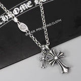 Chrome Hearts Necklace Vintage Double Cross Pendant for Men and Women