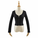 Women Sweater Knit Wear Spring and Autumn Double Zipper Knitted Cardigan Jacket