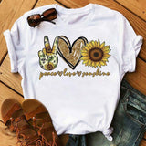 Maycaur Women's T-shirt Casual Kawaii Sunflower Butterfly