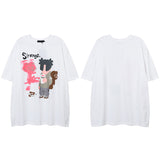 Men T Shirt Summer Hip Hop Cartoon Puff Print Couple Short Sleeve T-shirt