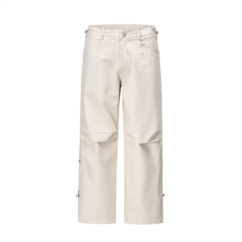 Men Sweatpants Workwear Casual Pants Men's Wide Leg Trousers Solid Color Sports Straight Pants
