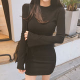 Women Dresses Sexy Slit Long Sleeve Hip Skirt Dress