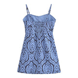 Women Dresses Summer Retro Spaghetti Straps Dress Backless Sexy (Xds0414)