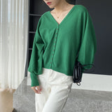 Women's Cardigan Sweater Autumn Loose V-neck Women's Coat Top 8t8238