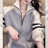 Women Knitwear Autumn and Winter Turtleneck Double Zipper Sweater Coat Knitted Cardigan