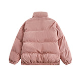 Unisex Winter Cotton Coat Solid Color Embroidered Logo Stand-up Collar Cotton-Padded Clothes Vintage Loose Cotton Coat