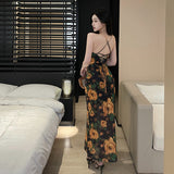Women Dresses Vintage Backless Sling Dress Spring Hip Skirt