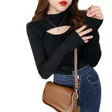 Women Knitwear Autumn and Winter Turtleneck Knitwear Hollow out