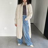 Women Cardigan Sweater Autumn Turtleneck Sweater Long Cardigan Coat Loose Button Woolen Skirt A2215