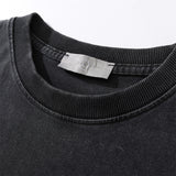 Men Vintage T-shirt Portrait Printing Distressed Short Sleeve T-shirt Casual Washed Half Sleeve