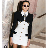 Women Dresses Polo Collar Button Bandage One-Piece Dress (Ont0408)