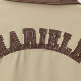 Women Jacket PU Leather Stitching Contrast Color Lapels Jacket