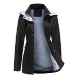 Women Trench Coat Autumn and Winter Detachable Hat Windbreaker Raincoat