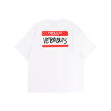Vetements T Shirts VTM Hello My Name Is Red Signature Graffiti Logo T-shirt