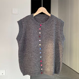 Women Cardigan Sweater Spring Cardigan Long Sleeve Loose Button Sweater Vest A680