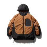 Unisex Winter Cotton Coat Zipper Pocket Decorative Hooded Cotton Coat