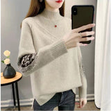 Women Knitted Pullover Sweater Autumn and Winter Turtleneck Loose Long Sleeve Sweater