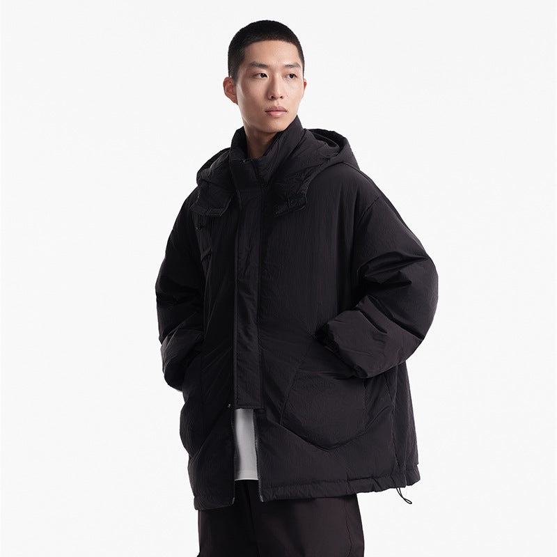 Unisex Winter Cotton Coat Three-Dimensional Multi-Pocket Hooded down Jacket Retro Couple down Jacket