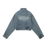 Women Jacket Distressed Short Denim Jacket Autumn Leisure Stand Collar Denim Clothes Jacket