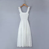 Women Dresses Summer Square Collar Embroidery Backless Dress Sexy Dress (Xds0414)