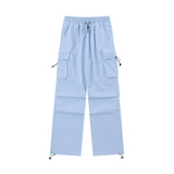 Men Sweatpants Solid Color Pleated Casual Trousers Loose Track Pants Drawstring Jogger Pants