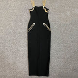 Women Evening Dress Bandage Dress Evening Dress Chain Vintage Gown