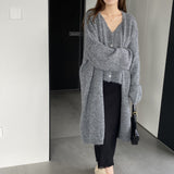 Women Knitted Two-Piece Set Knitted Two-Piece Autumn and Winter Long Vest Coat Set A3388
