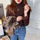 Women Knitwear Autumn and Winter Turtleneck Wood Knitted Bottoming Shirt
