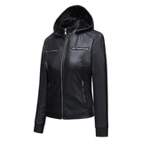 Red Leather Jacket Fleece-Lined Women's Leather Jacket Women's Hooded Autumn and Winter Short Coat Casual Women's Jacket