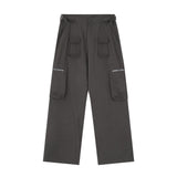 Men Sweatpants Functional Zipper Pocket Overalls Casual Straight Trousers