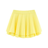 Women Skirt Solid Color Loose A- line Skirt Pleated Skirt