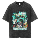 20242024 Fashion Streetwear Men Washed T Shirt Anime