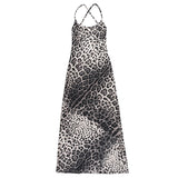 Women Dresses Summer Slim Strap Dress Sexy Leopard Print Backless Dress