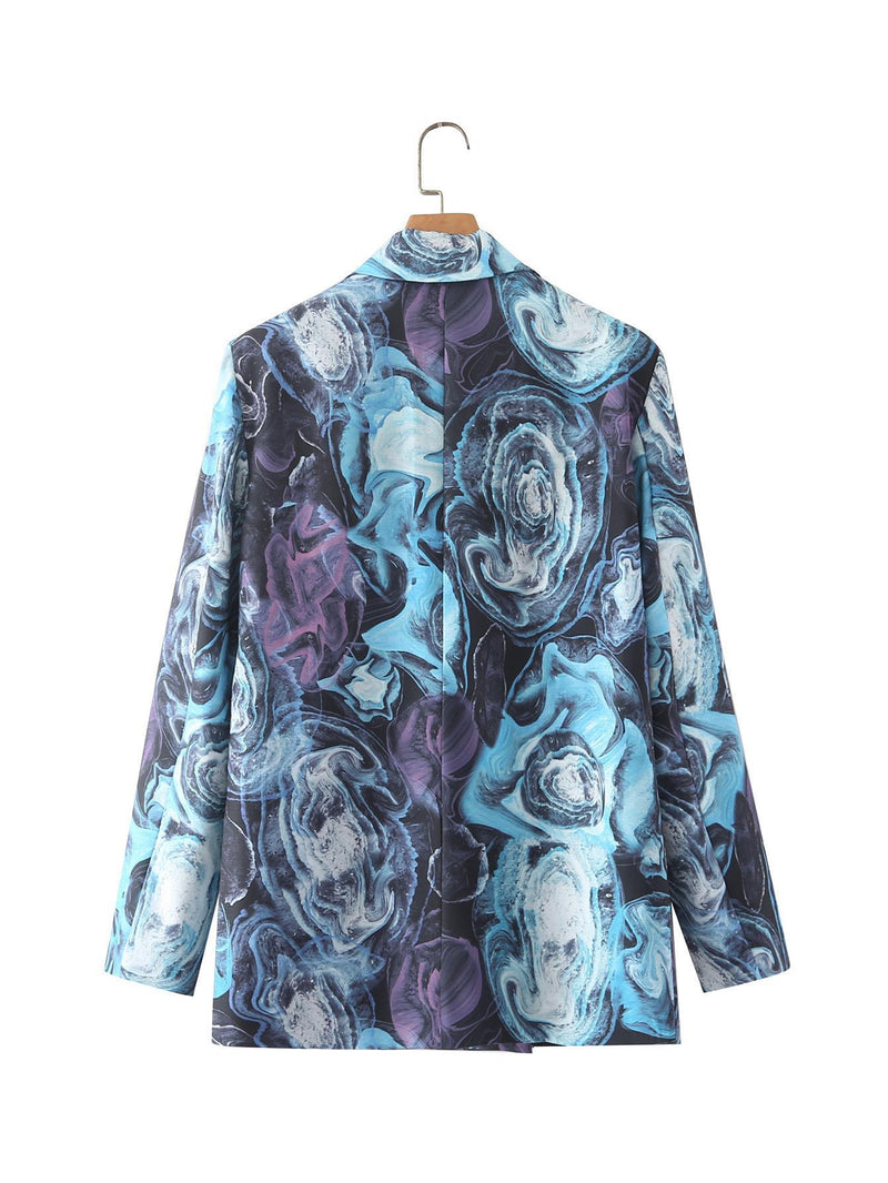Women Suits Vintage Graffiti Printing Women's Casual Small Suit Coat