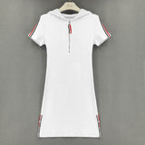 Women Dresses Hooded Sexy Short Sleeve Zipper Dress