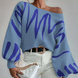 Women Knitted Sweater Loose Pullover Knitting Sweater Lantern Sleeve Sweater