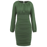 Women Date Dress Winter Sexy Knitted Drawstring Bag Hip Dress