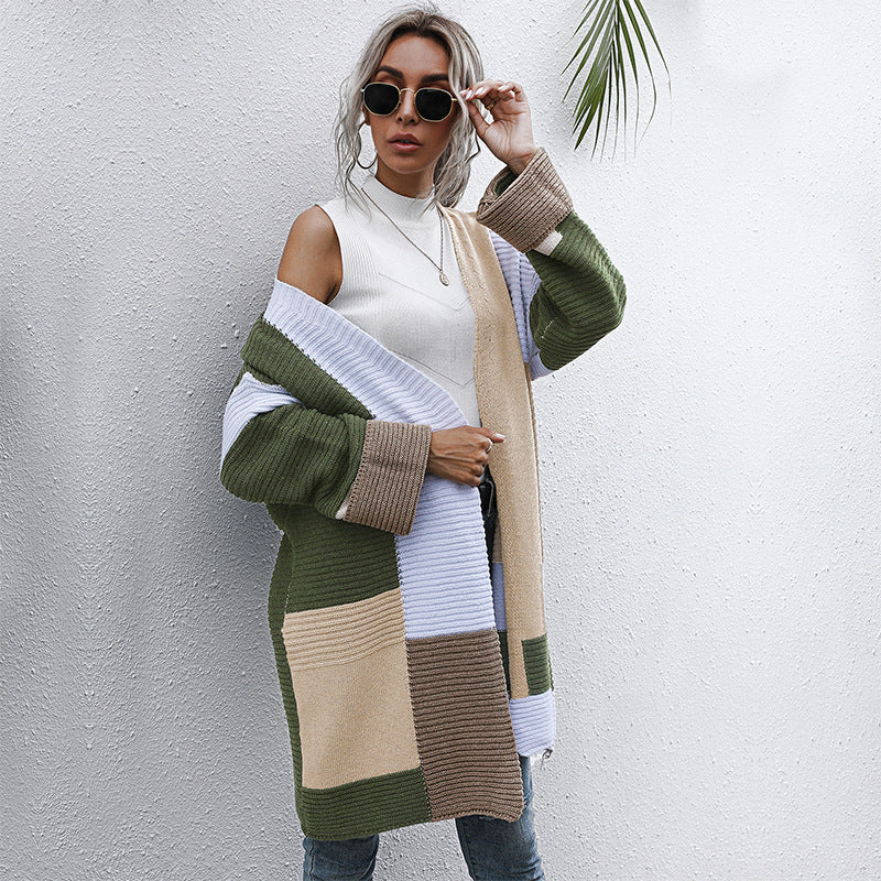 Women Knitted Sweater Autumn and Winter Long Knitted Cardigan Sweater Coat