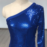 Women's Evening Dress Sequined Shoulder Long Sleeve Sexy Sheath Dress