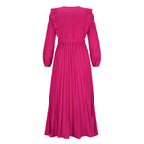 Women Date Dress Autumn and Winter V-neck Long Sleeve Pleated Dress
