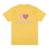 I Heart Kanye West Letter Print T-shirt Men Fashion Vintage