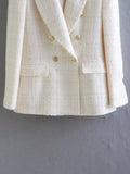 Women Suits Spring and Autumn Casual Textured Double Breasted Blazer