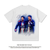 Mens Vintage Football T-Shirt BC Neymar Messi Vintage Print Long Sleeve Short Sleeve T-Shirt Washed and Old