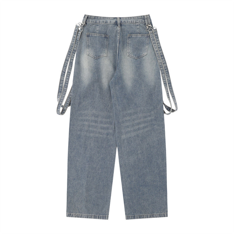 Women Pants Jeans Distressed Loose Straight-Leg Wide-Leg Pants