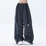 Men Sweatpants Casual Trousers Striped Stitching Ruffle Ankle-Tied Drawstring Sports Pants