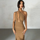 Women Dresses Summer Sexy Deep V-neck Backless Fold Split Dress